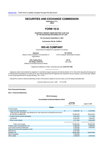Thumbnail WD-40 Company
 10-Q Quarterly Report FY 