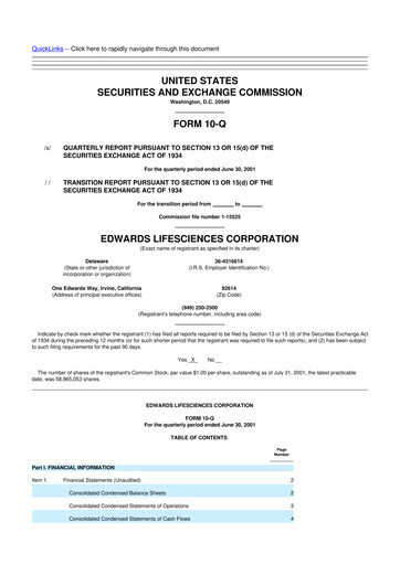 Thumbnail Edwards Lifesciences 10-Q Quarterly Report FY 