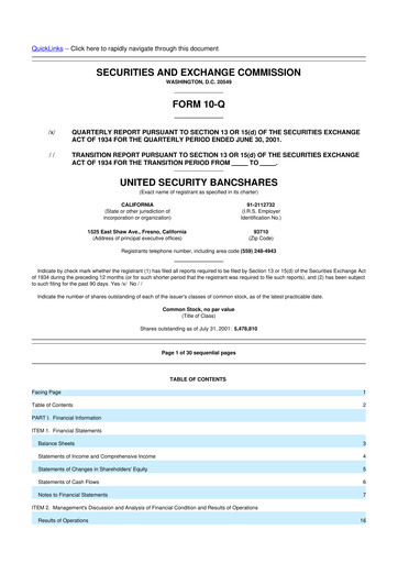 Vorschaubild United Security Bancshares 10-Q Quartalsbericht  