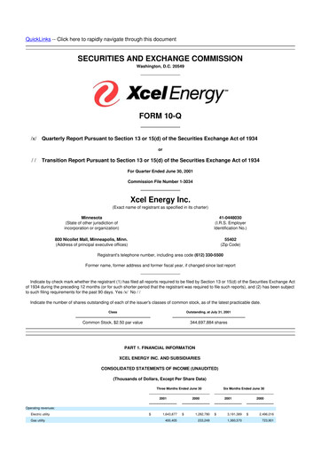 Thumbnail Xcel Energy 10-Q Quarterly Report FY 