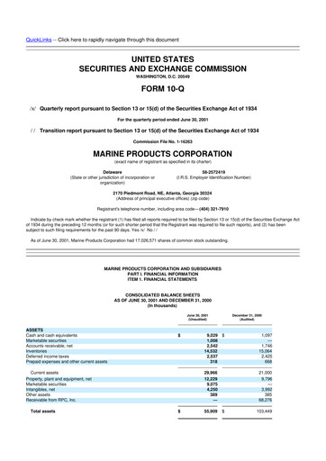 Miniature Marine Products Corporation 10-Q Rapport trimestriel  