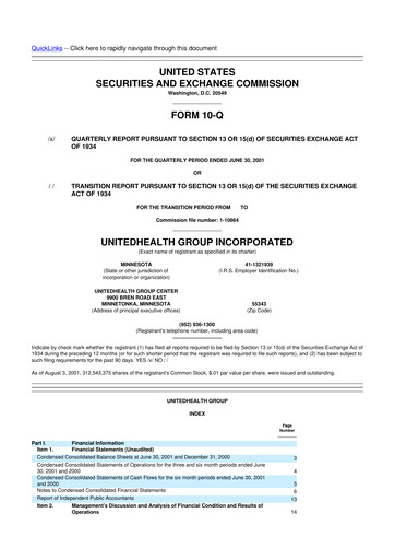 Thumbnail UnitedHealth 10-Q Quarterly Report FY 