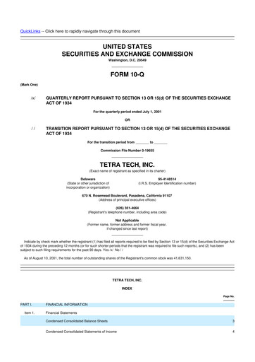 Thumbnail Tetra Tech
 10-Q Quarterly Report FY 