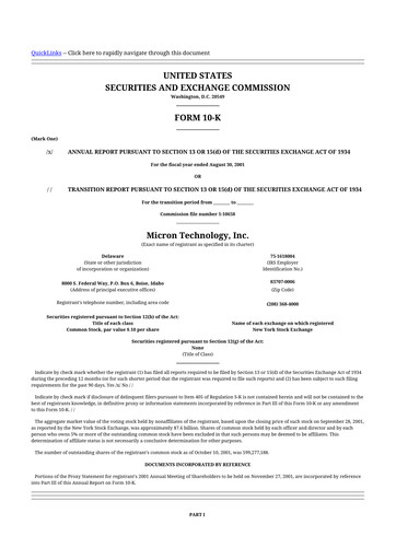 Thumbnail Micron Technology 10-K Annual Report 