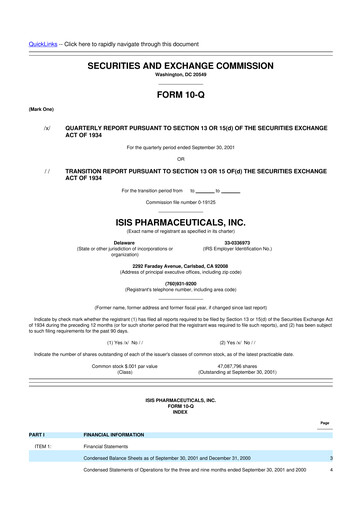 Vorschaubild Ionis Pharmaceuticals
 10-Q Quartalsbericht  