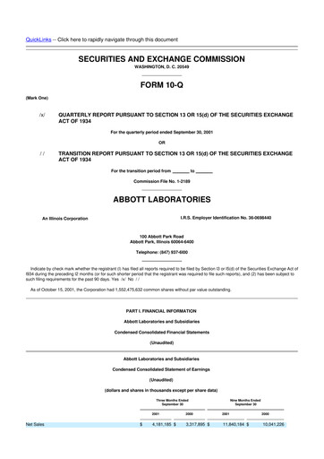 Thumbnail Abbott Laboratories 10-Q Quarterly Report FY 