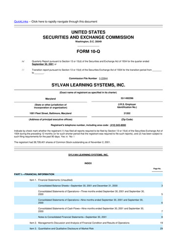Thumbnail Laureate Education
 10-Q Quarterly Report FY 