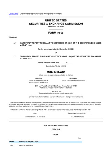 Thumbnail MGM Resorts

 10-Q Quarterly Report FY 