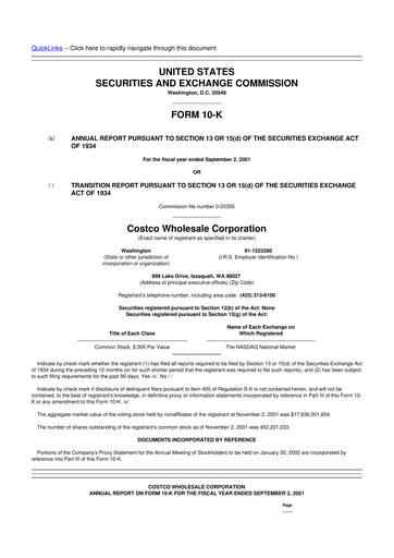 Thumbnail Costco 10-K Annual Report 2001