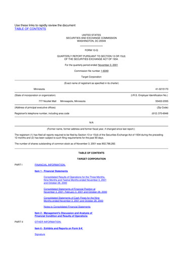 Miniature Target 10-Q Rapport trimestriel  