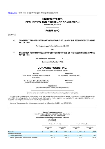 Thumbnail Conagra Brands
 10-Q Quarterly Report FY 