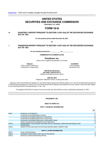 Thumbnail PriceSmart
 10-Q Quarterly Report FY 