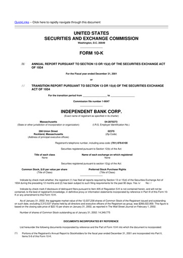 Miniature Independent Bank Corp. 10-K Rapport annuel 