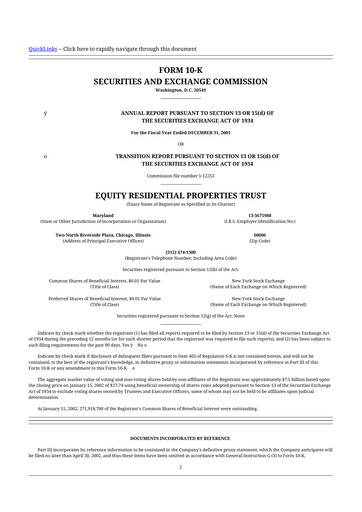 Thumbnail Equity Residential
 10-K Annual Report 