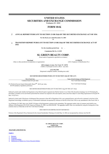 Miniature SL Green Realty
 10-K Rapport annuel 