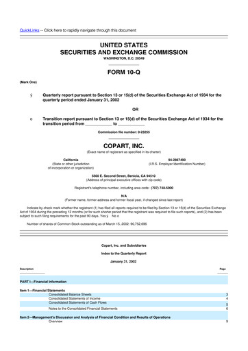 Miniature Copart
 10-Q Rapport trimestriel  