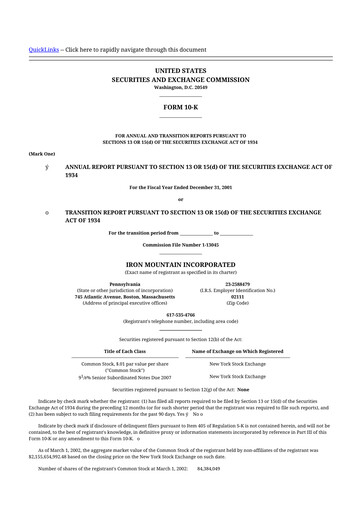 Thumbnail Iron Mountain 10-K Annual Report 