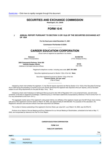 Thumbnail Perdoceo Education 10-K Annual Report 2001