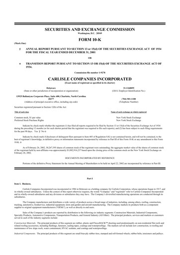 Thumbnail Carlisle Companies
 10-K Annual Report 