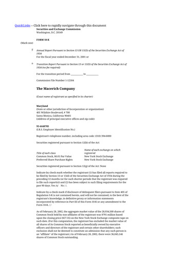 Thumbnail Macerich 10-K Annual Report 