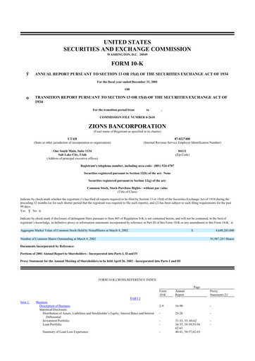 Thumbnail Zions Bancorporation
 10-K Annual Report 