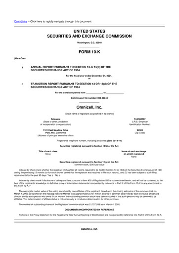 Miniature Omnicell
 10-K Rapport annuel 2001