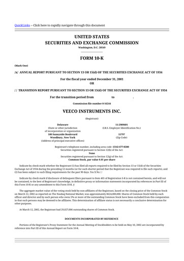 Miniature Veeco
 10-K Rapport annuel 