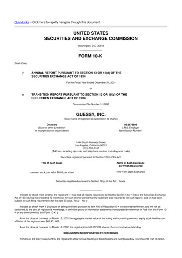 Thumbnail Guess 10-K Annual Report 2001