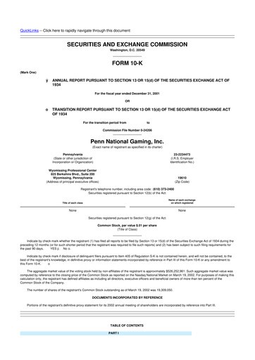 Thumbnail PENN Entertainment
 10-K Annual Report 