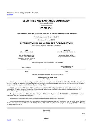 Thumbnail International Bancshares Corp 10-K Annual Report 