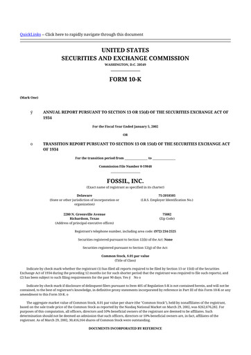 Vorschaubild Fossil Group 10-K Jahresbericht 