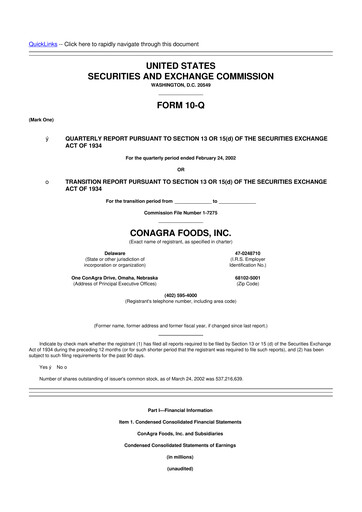 Thumbnail Conagra Brands
 10-Q Quarterly Report FY 