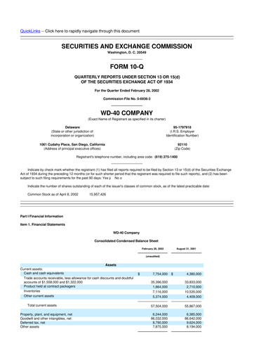 Thumbnail WD-40 Company
 10-Q Quarterly Report FY 