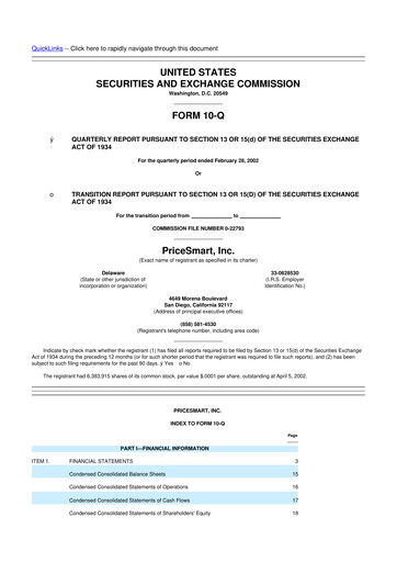 Thumbnail PriceSmart
 10-Q Quarterly Report FY 