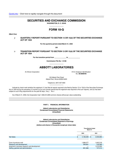 Thumbnail Abbott Laboratories 10-Q Quarterly Report FY 