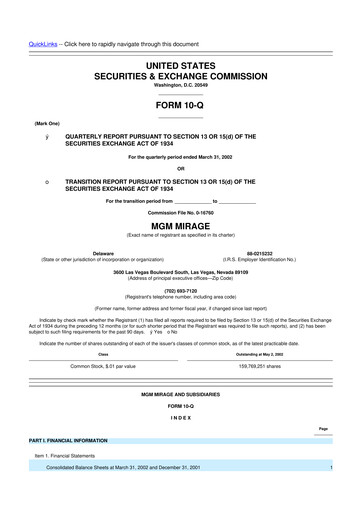 Thumbnail MGM Resorts

 10-Q Quarterly Report FY 