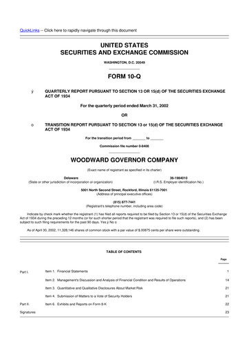Thumbnail Woodward 10-Q Quarterly Report FY 
