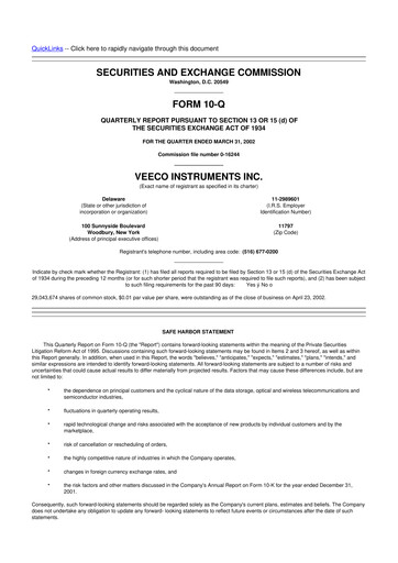 Thumbnail Veeco
 10-Q Quarterly Report FY 
