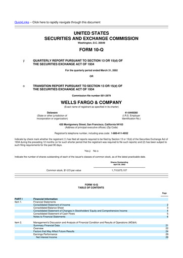 Vorschaubild Wells Fargo 10-Q Quartalsbericht  