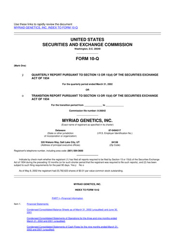 Thumbnail Myriad Genetics 10-Q Quarterly Report FY 