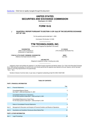 Thumbnail TTM Technologies
 10-Q Quarterly Report FY 