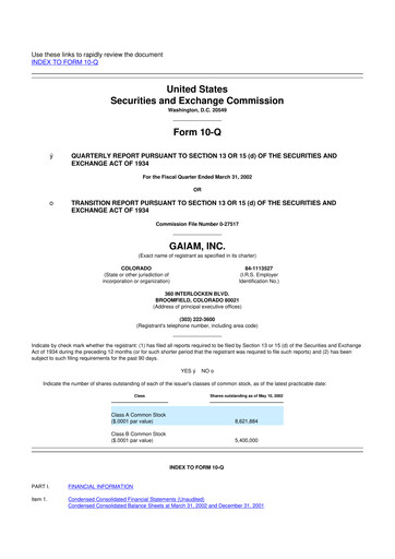 Thumbnail Gaia 10-Q Quarterly Report FY 