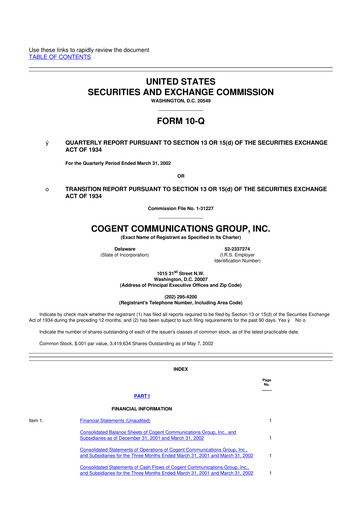 Thumbnail Cogent Communications
 10-Q Quarterly Report FY 