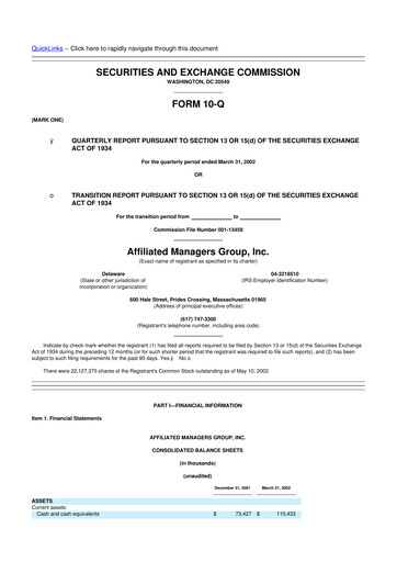 Miniature Affiliated Managers Group 10-Q Rapport trimestriel  