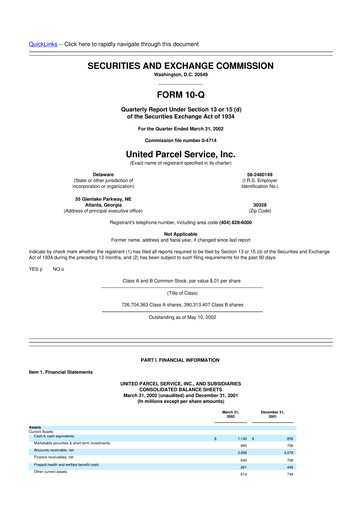 Miniature United Parcel Service 10-Q Rapport trimestriel  