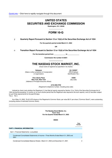 Thumbnail Nasdaq 10-Q Quarterly Report FY 