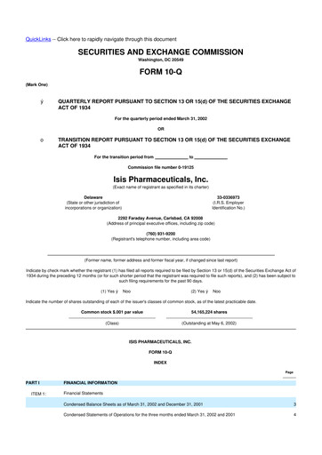 Vorschaubild Ionis Pharmaceuticals
 10-Q Quartalsbericht  