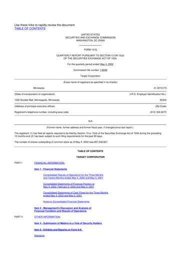 Miniature Target 10-Q Rapport trimestriel  