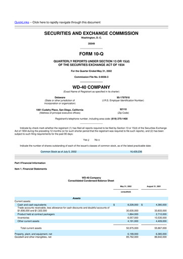 Thumbnail WD-40 Company
 10-Q Quarterly Report FY 