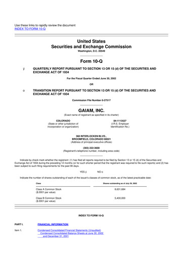 Thumbnail Gaia 10-Q Quarterly Report FY 
